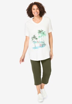 Two-Piece V-Neck Tunic & Capri Set