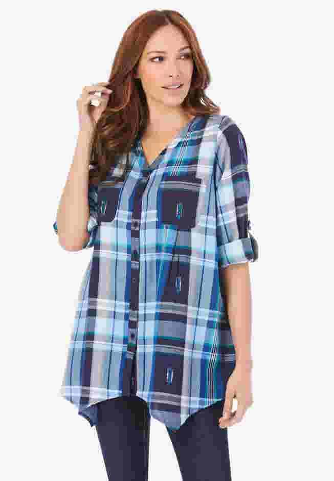 Soft Plaid Button-Front Shirt image number 0