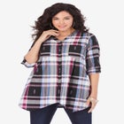 Soft Plaid Button-Front Shirt image number null