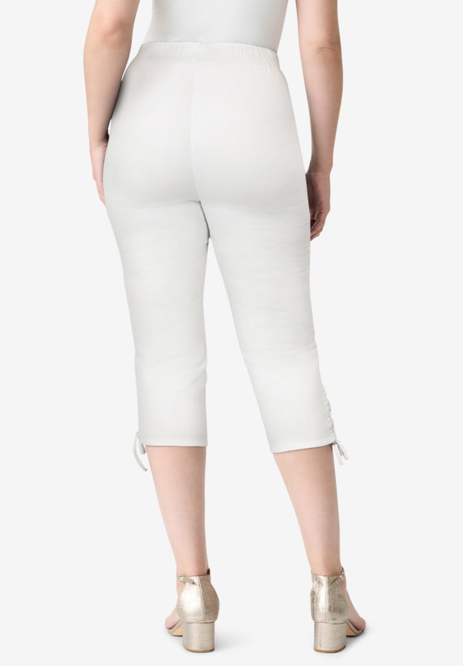 Plus Size Comfort Stretch Lace Up Capri Jean image number 1