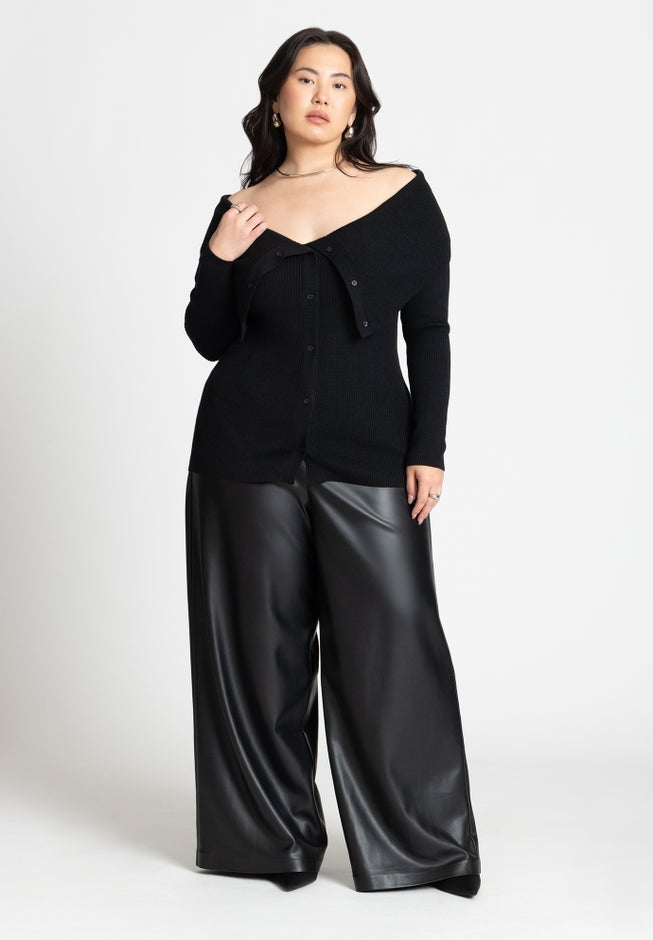 Wide Leg Faux Leather Pant image number 1