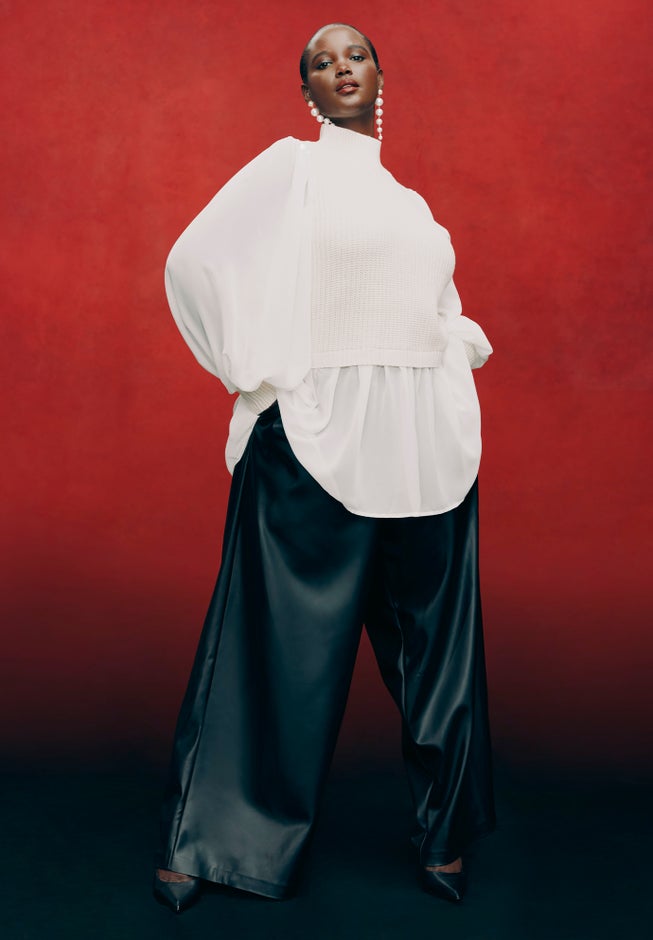 Wide Leg Faux Leather Pant image number 0