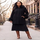 Hooded Faux Fur Trim Coat image number 0