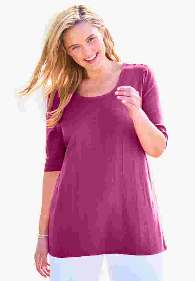 Pointelle Scoopneck Tee image number 0