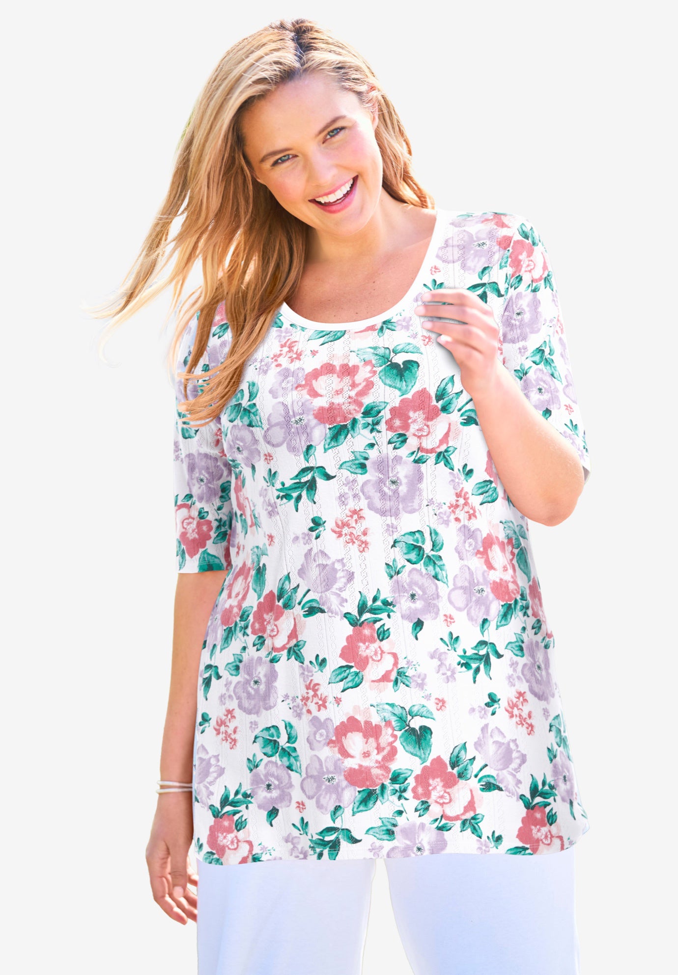 Pointelle Scoopneck Tee image number 0