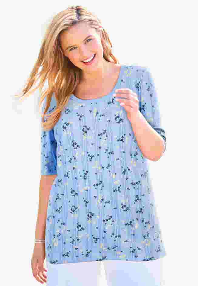 Pointelle Scoopneck Tee image number 0