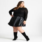 Faux Leather Bubble Hem Skirt image number null