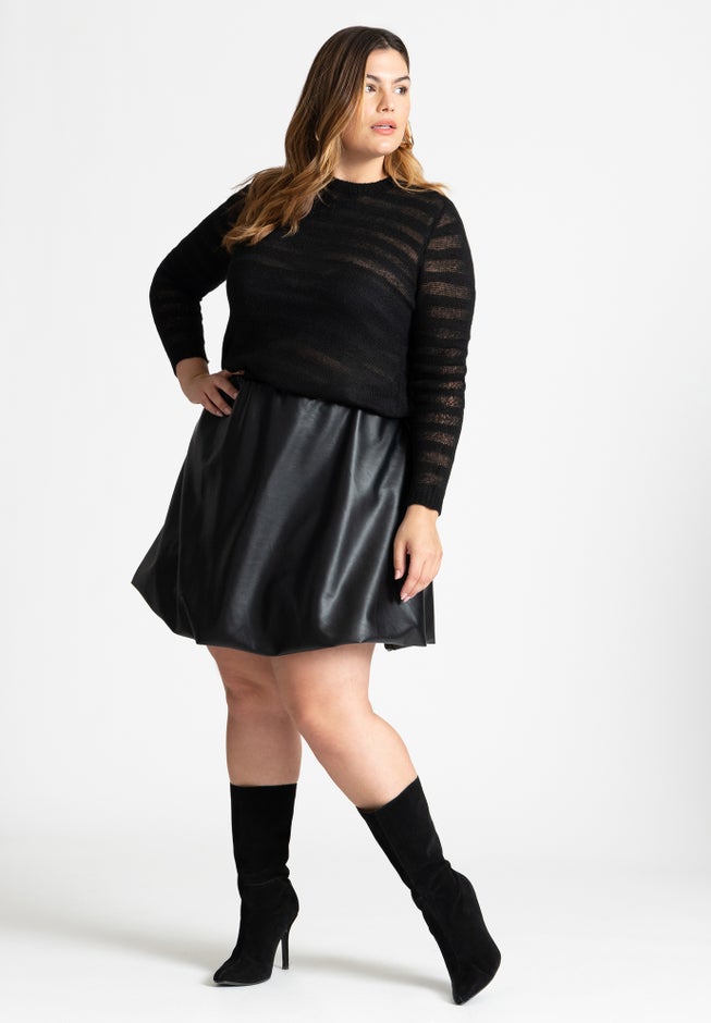 Faux Leather Bubble Hem Skirt image number 1