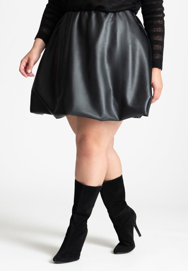Faux Leather Bubble Hem Skirt image number 2