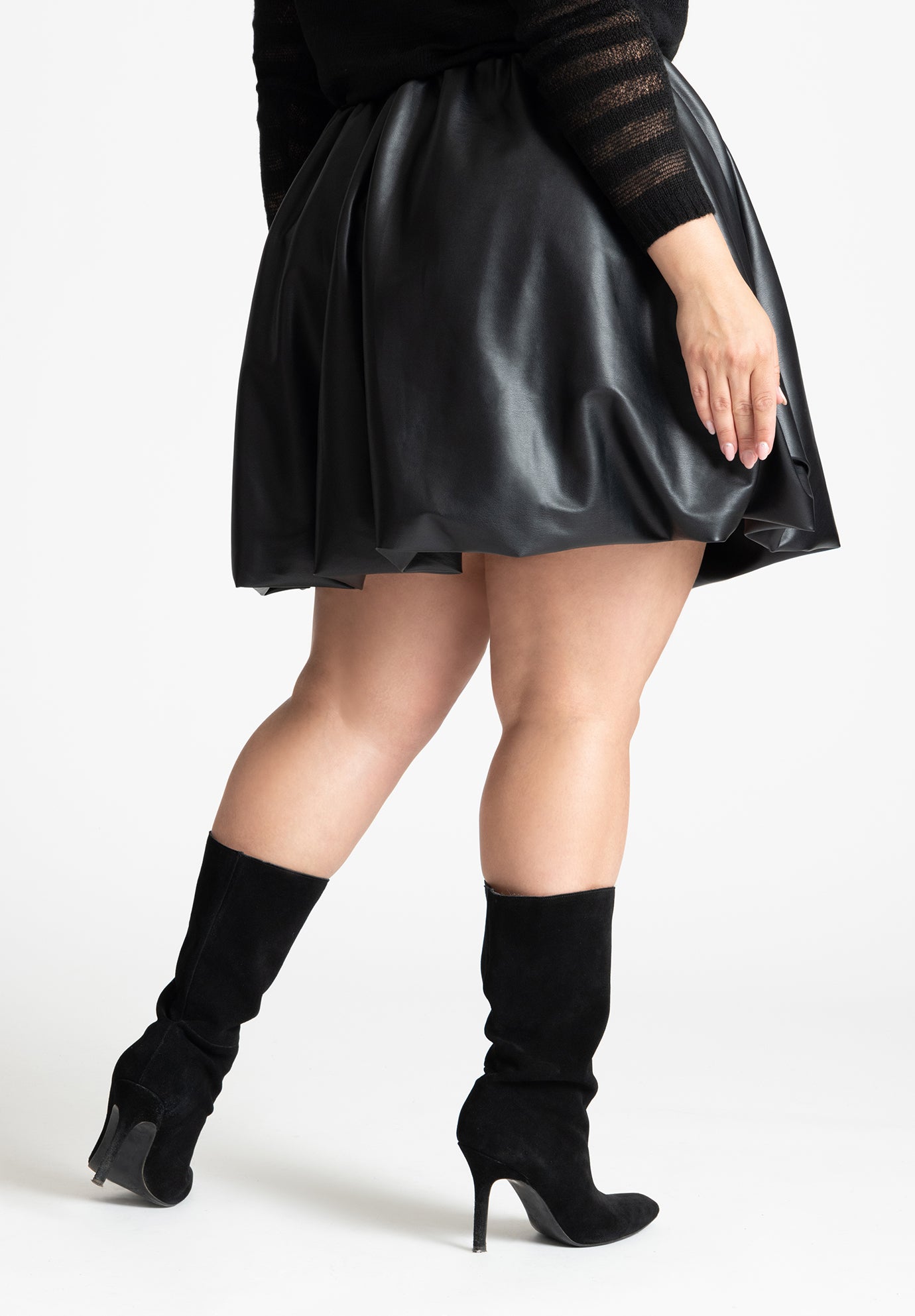 Faux Leather Bubble Hem Skirt image number 3