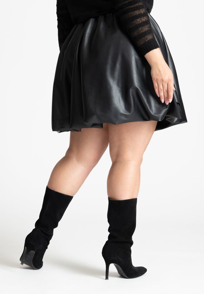 Faux Leather Bubble Hem Skirt image number 3