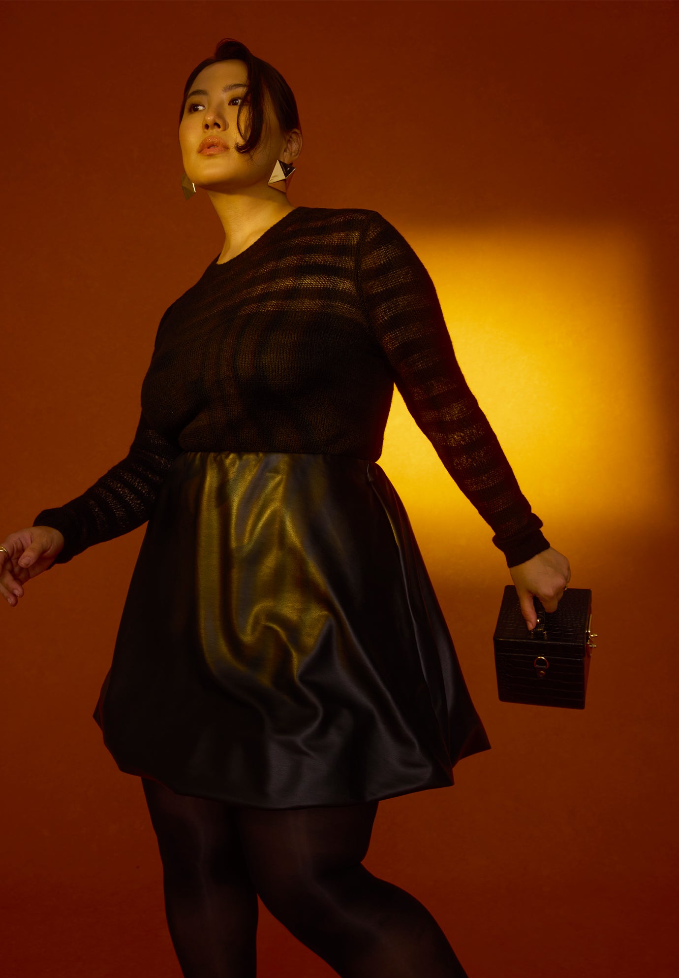 Faux Leather Bubble Hem Skirt image number 4