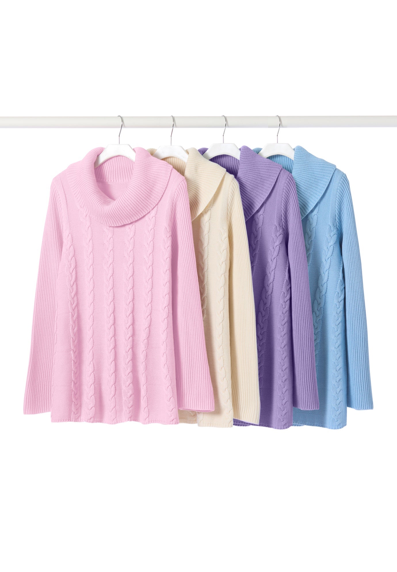 Cowl Neck Cable Knit Swing Sweater image number 1