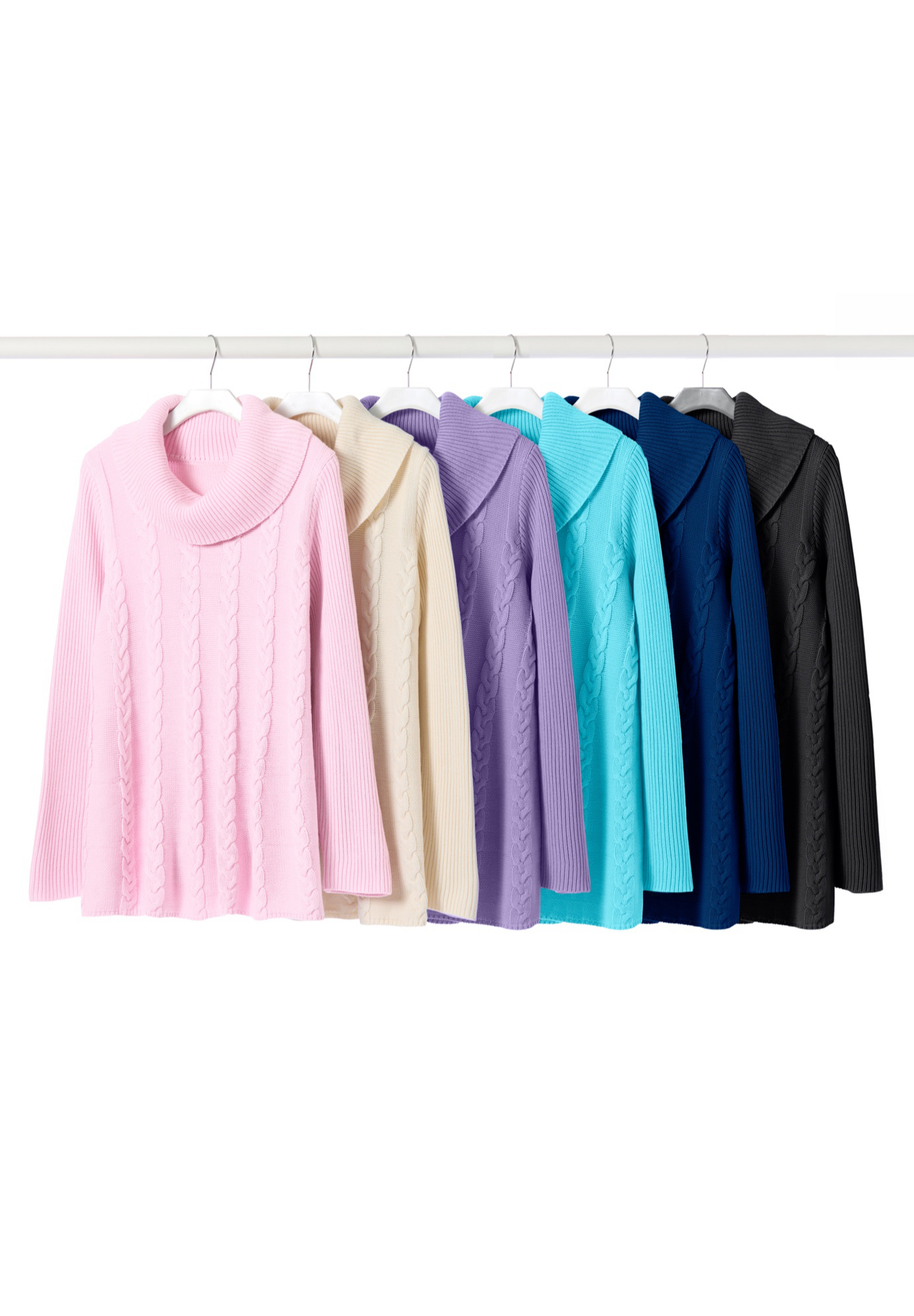 Cowl Neck Cable Knit Swing Sweater image number 3