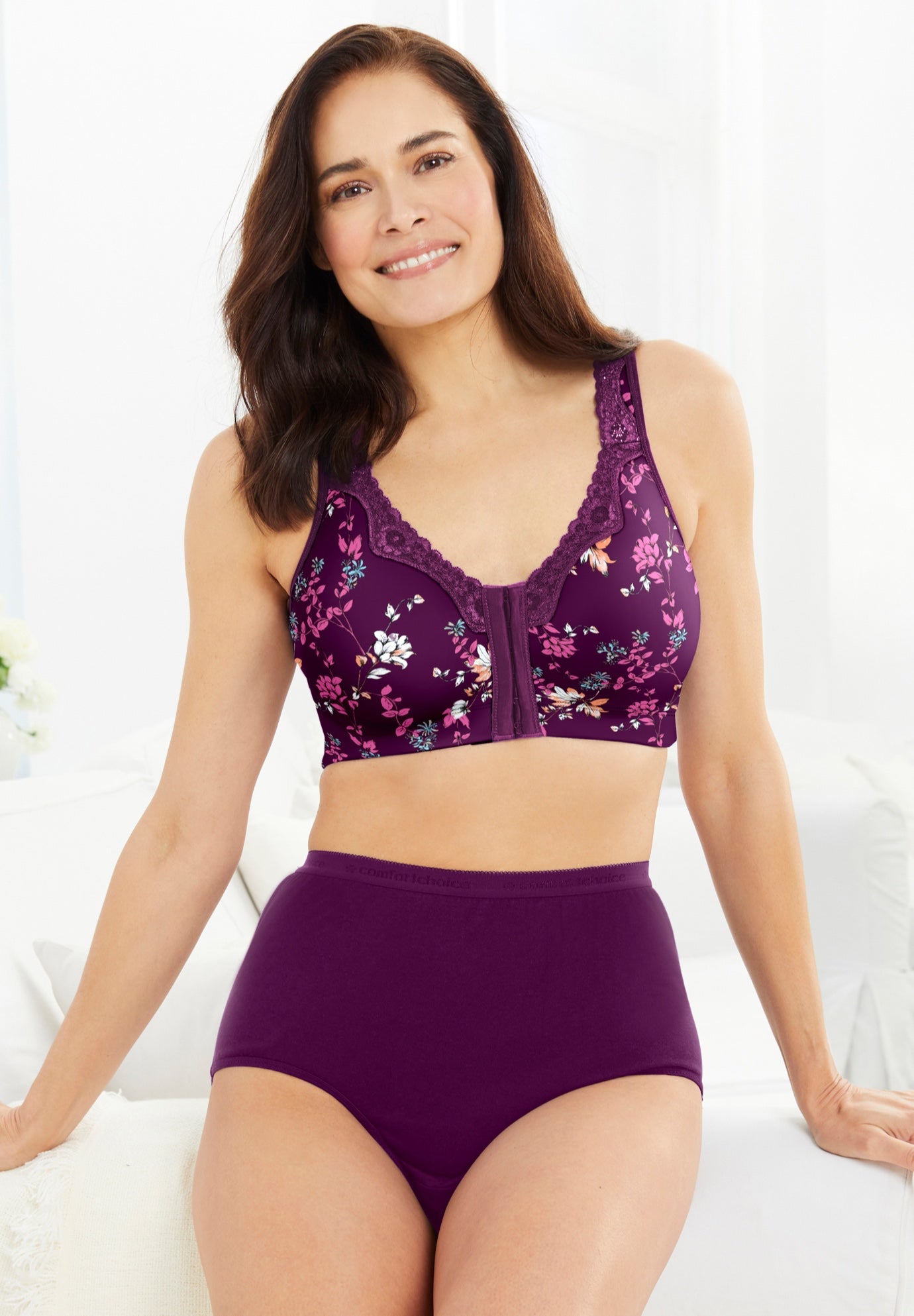 Catherines Front-Close Cotton Comfort Bra image number 4