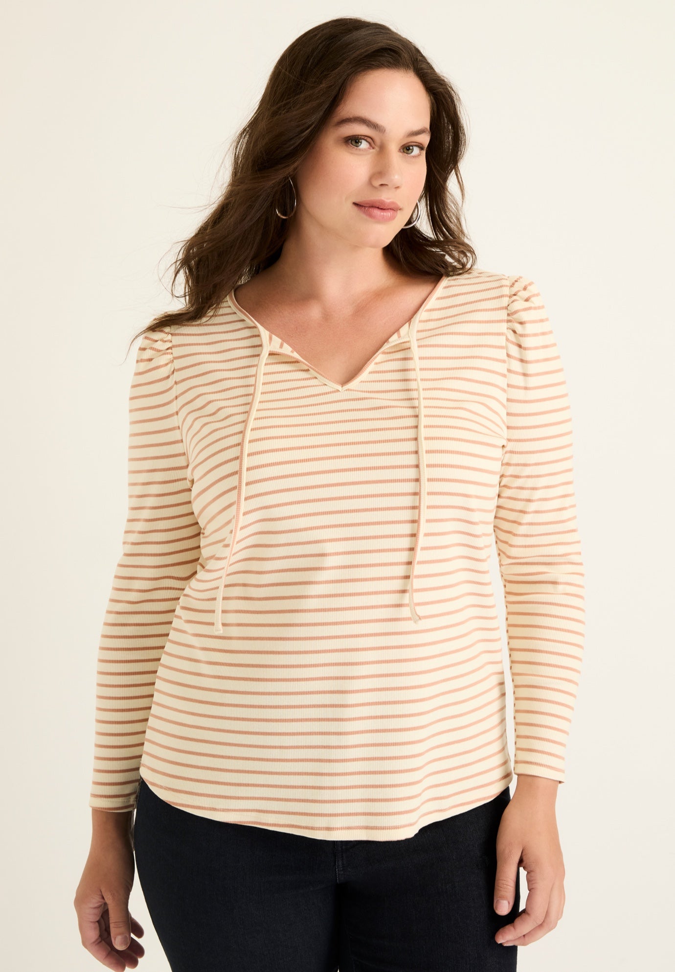 Mutton Sleeve Striped Top image number 0