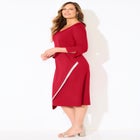 Asymmetrical Bell Sleeve Ponte Dress image number null
