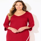 Asymmetrical Bell Sleeve Ponte Dress image number null