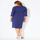 Asymmetrical Bell Sleeve Ponte Dress image number null