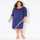 Asymmetrical Bell Sleeve Ponte Dress image number null