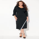 Asymmetrical Bell Sleeve Ponte Dress image number null