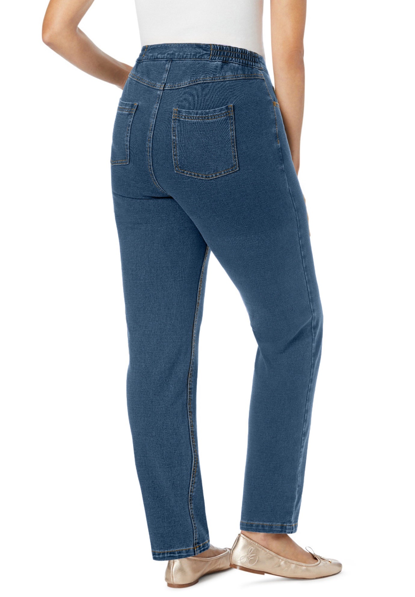Straight-Leg Stretch Knit Denim Five-Pocket Jeans image number 1