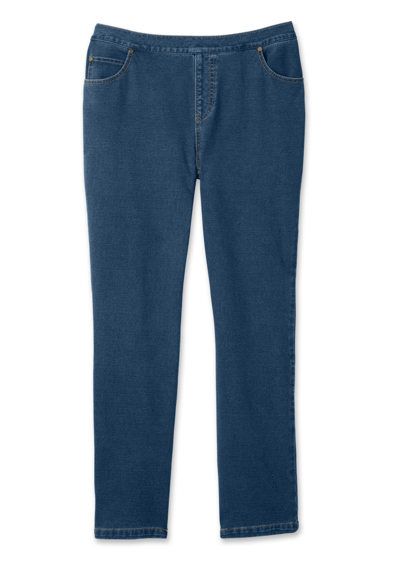Straight-Leg Stretch Knit Denim Five-Pocket Jeans image number 3