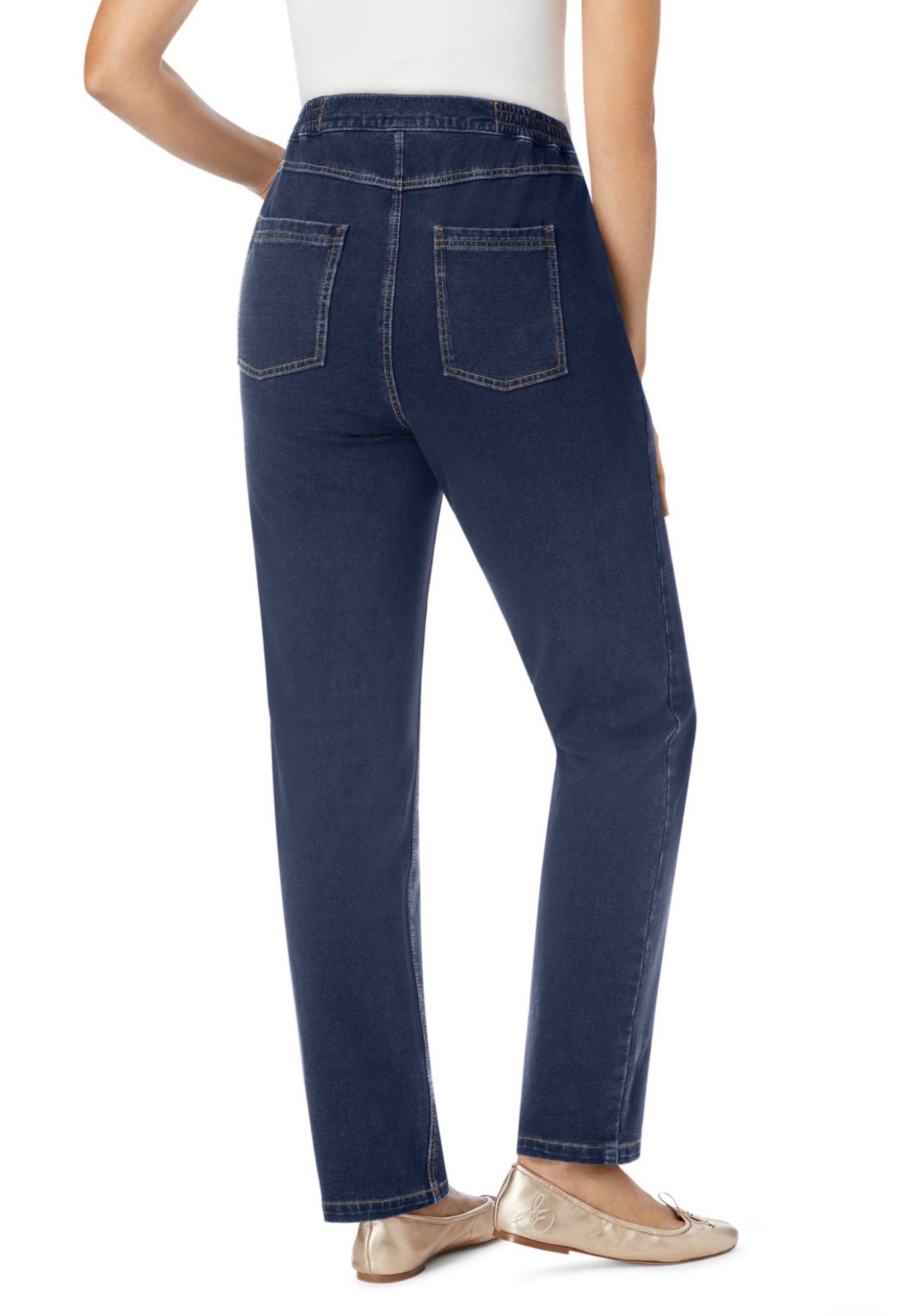 Straight-Leg Stretch Knit Denim Five-Pocket Jeans image number 1