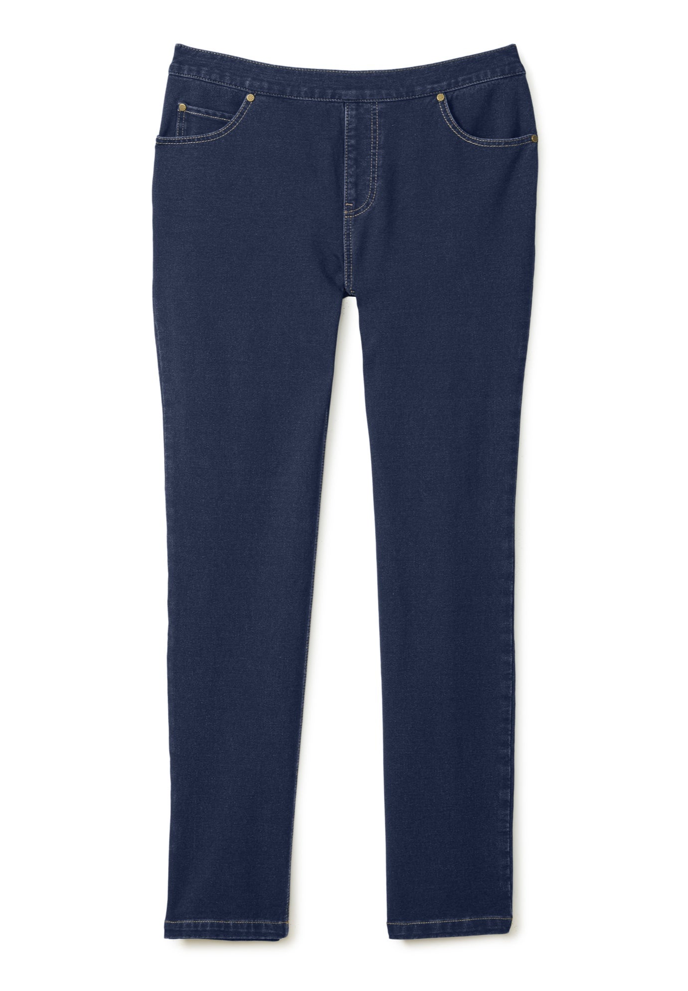 Straight-Leg Stretch Knit Denim Five-Pocket Jeans image number 2