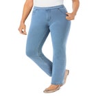 Straight-Leg Stretch Knit Denim Five-Pocket Jeans image number null