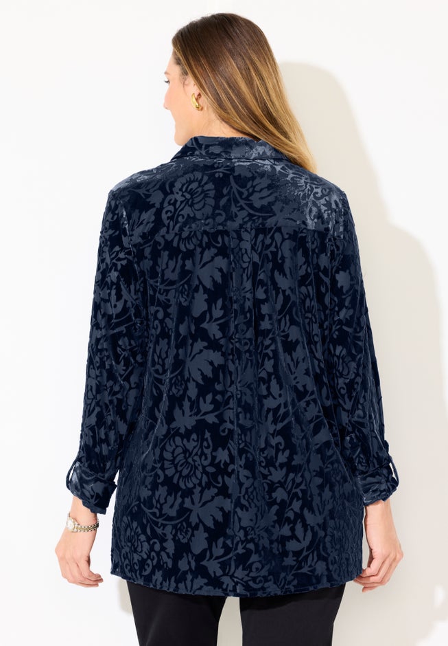 Buttonfront Burnout Blouse image number 1