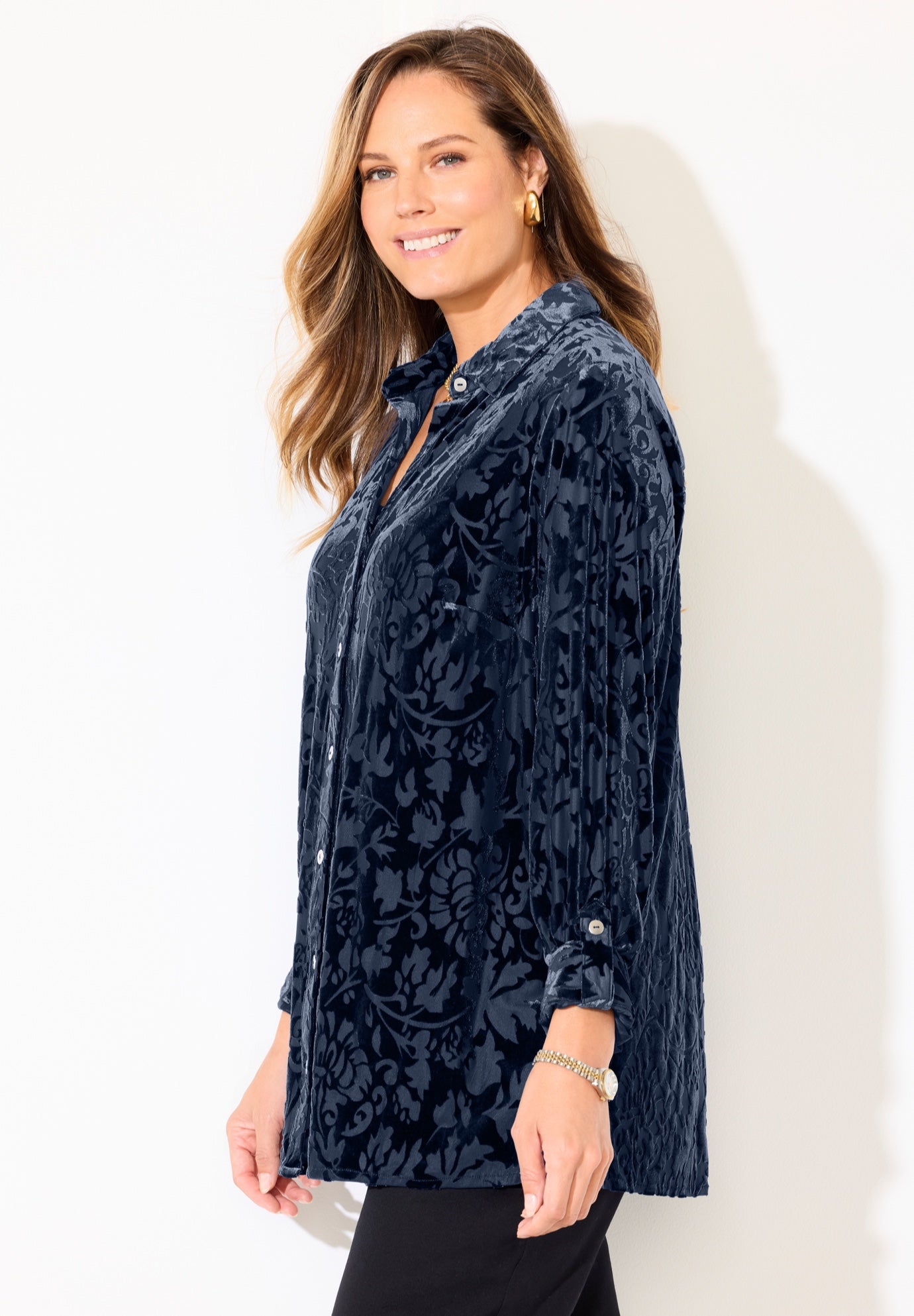 Buttonfront Burnout Blouse image number 3