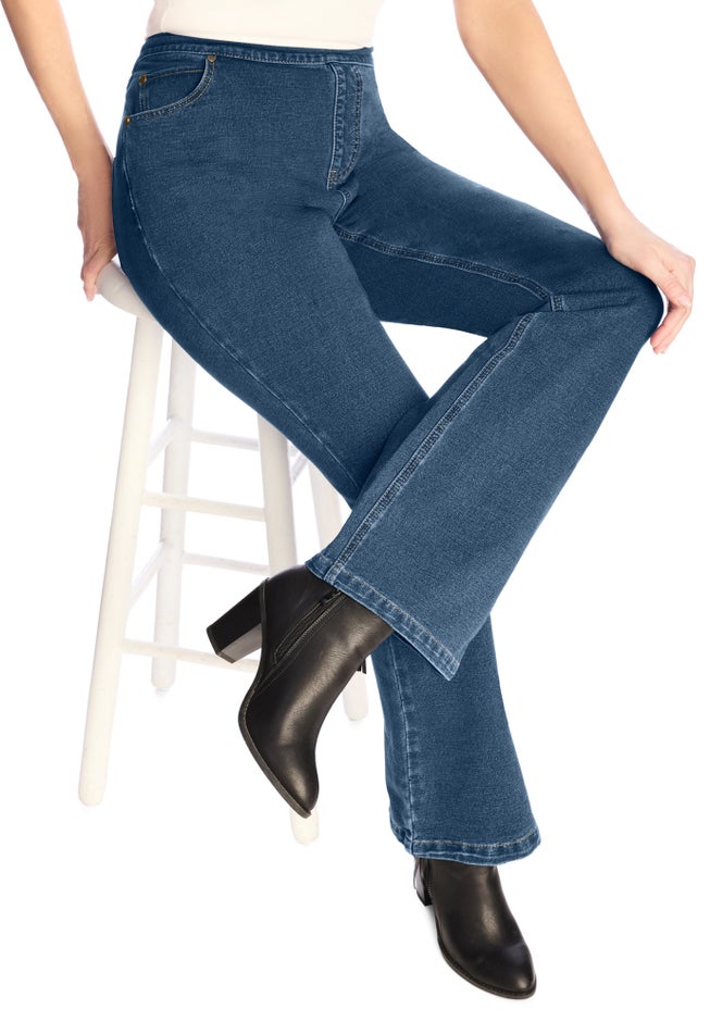 Bootcut Stretch-Knit Denim Five-Pocket Jeans image number 8