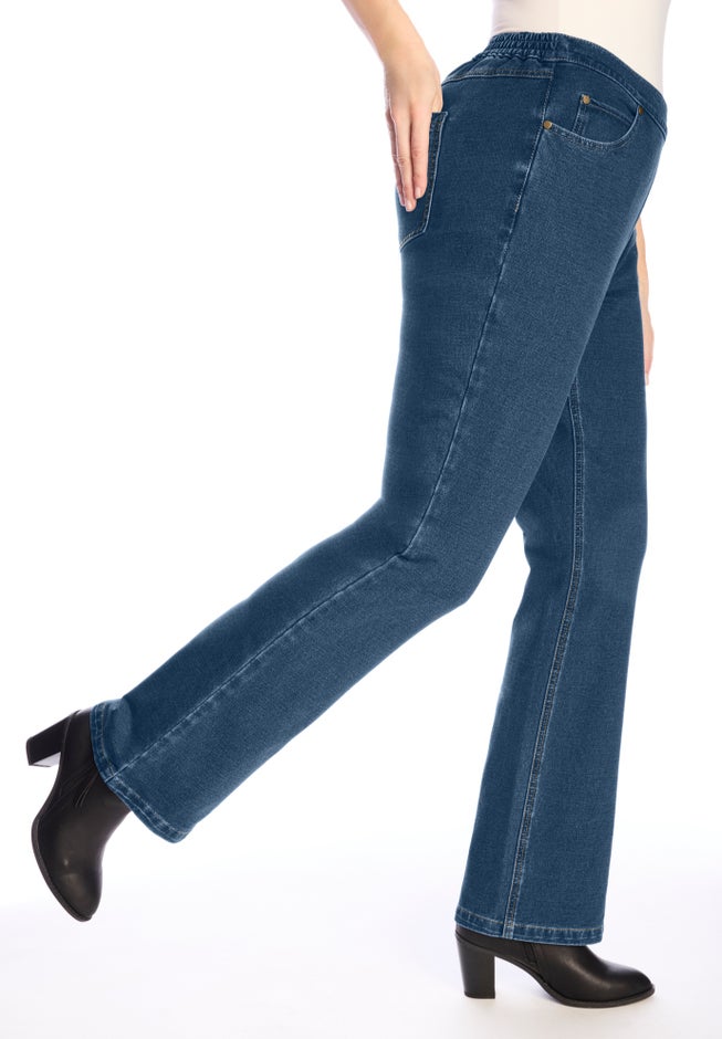 Bootcut Stretch-Knit Denim Five-Pocket Jeans image number 2