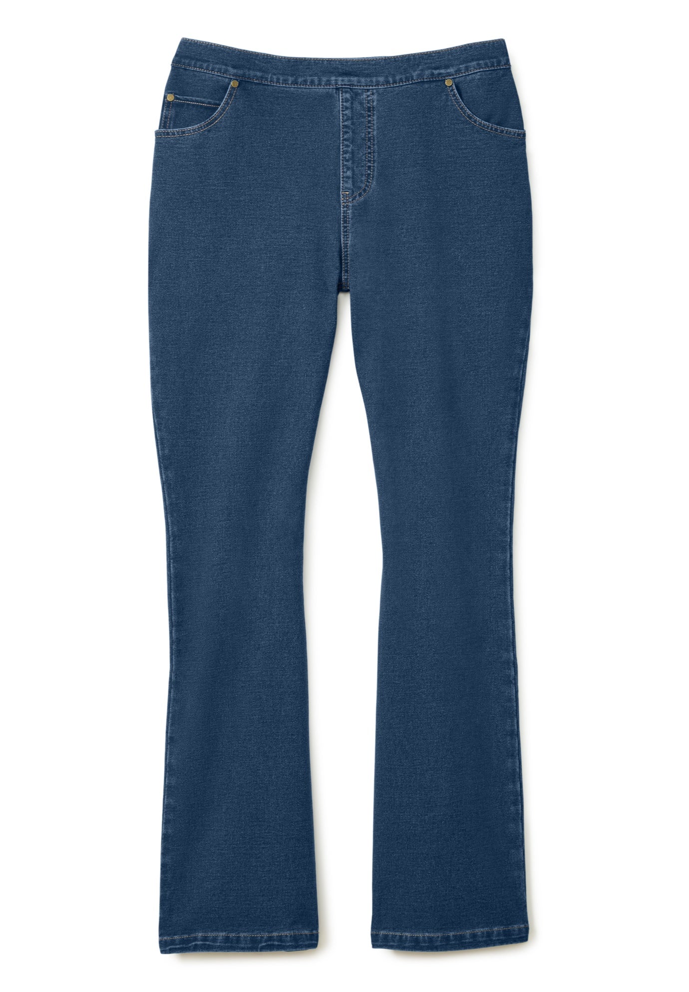 Bootcut Stretch-Knit Denim Five-Pocket Jeans image number 3
