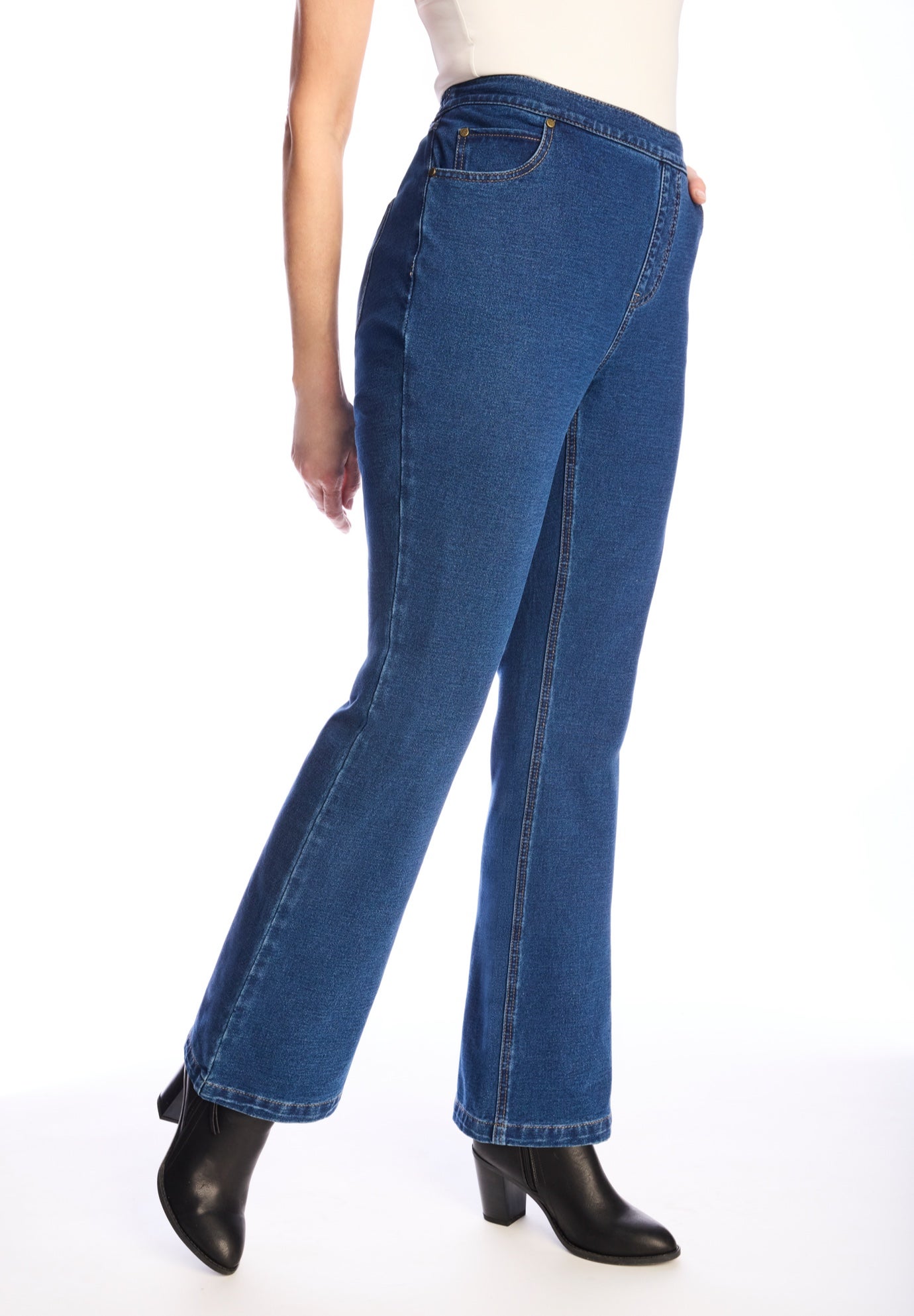 Bootcut Stretch-Knit Denim Five-Pocket Jeans image number 4