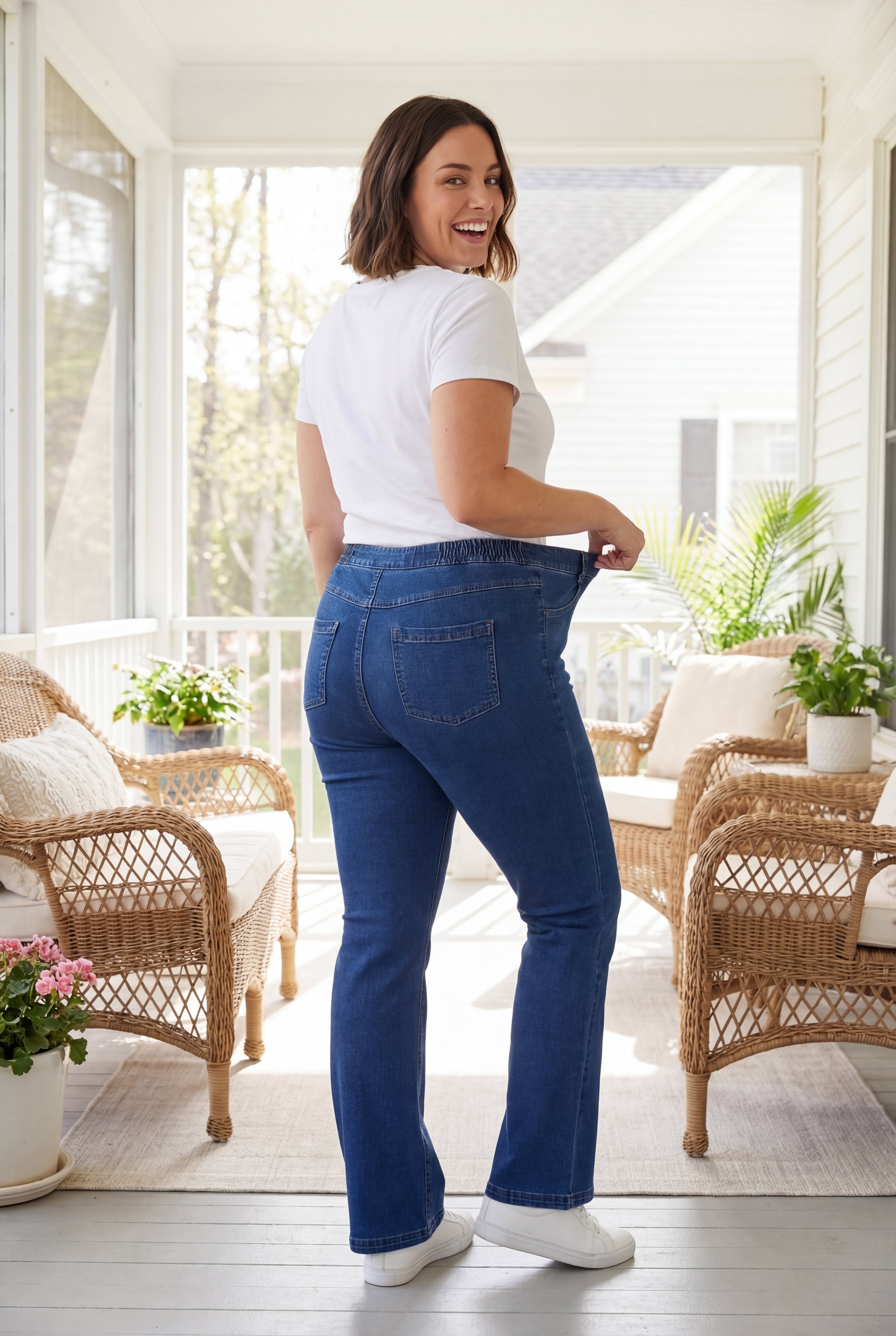 Bootcut Stretch-Knit Denim Five-Pocket Jeans image number 0