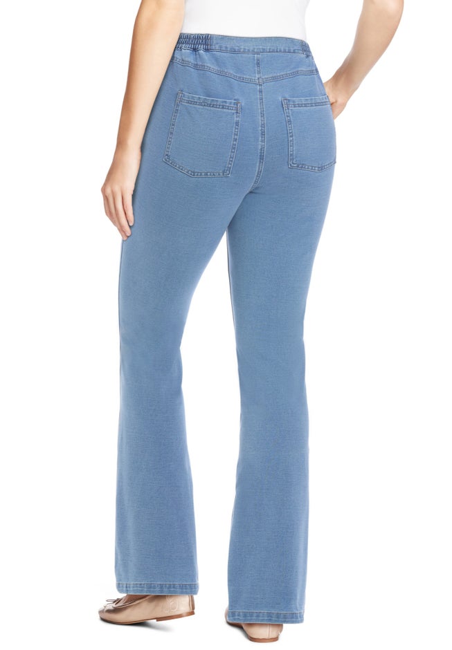 Bootcut Stretch-Knit Denim Five-Pocket Jeans image number 1