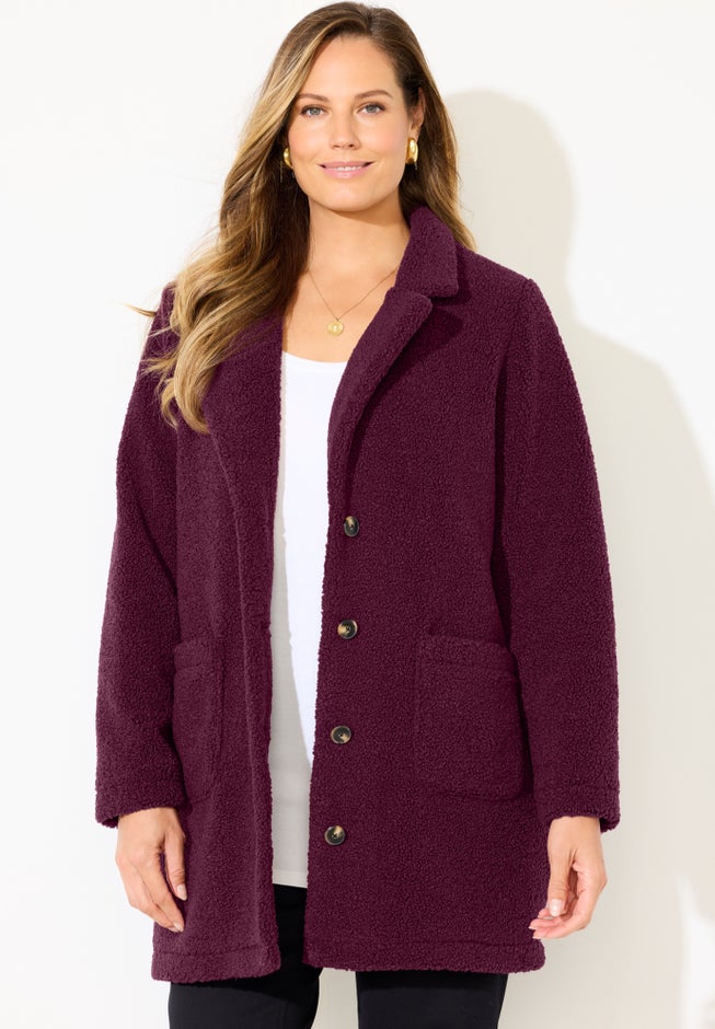 Teddy Bear Sherpa Trench Coat image number 3