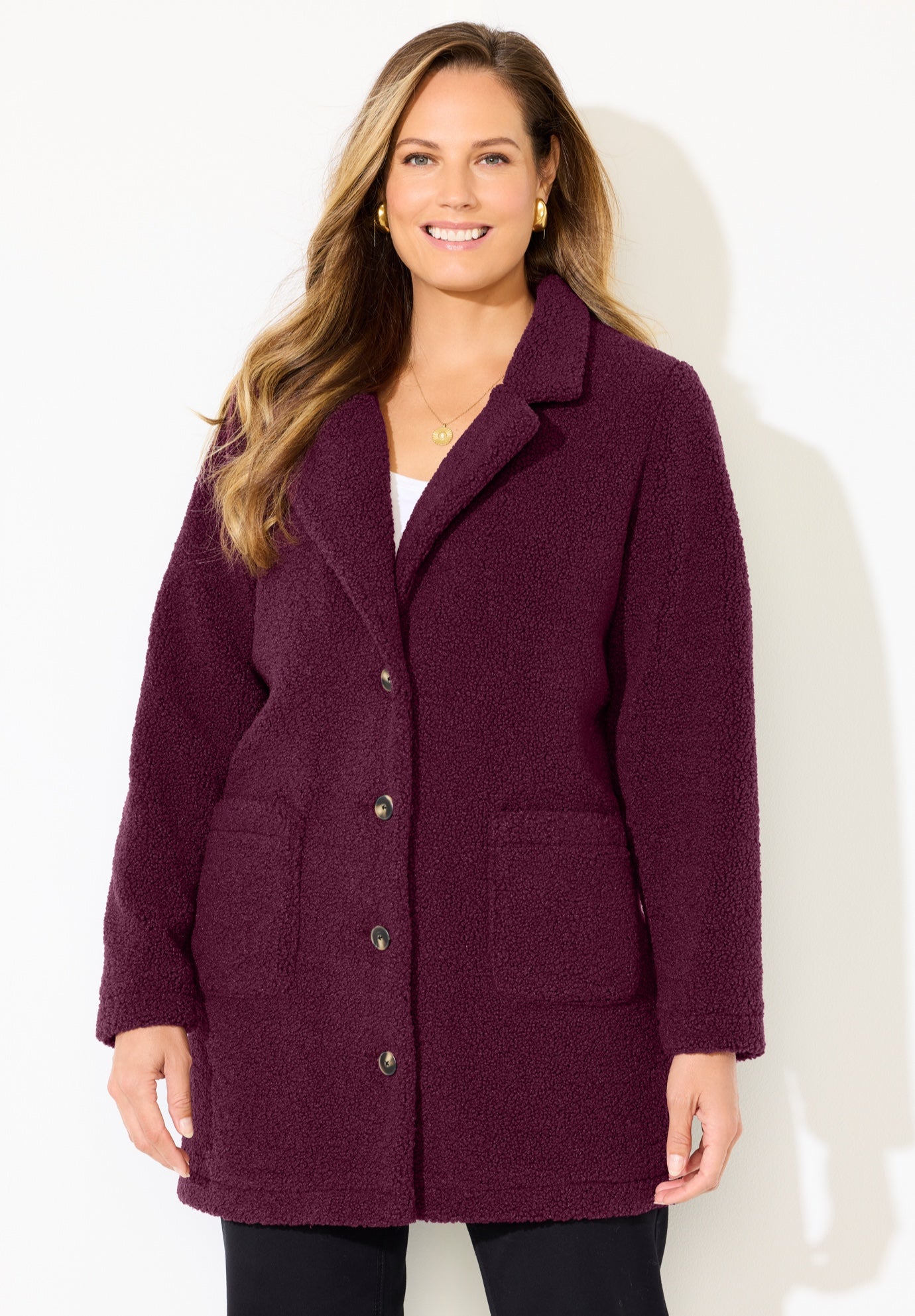 Teddy Bear Sherpa Trench Coat image number 0