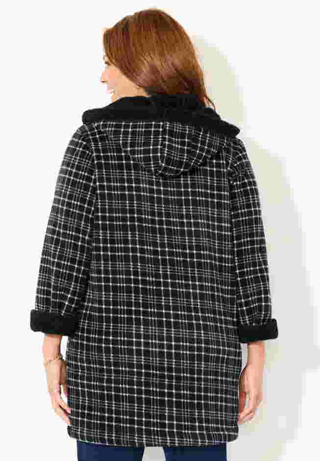 Long Fleece Coat with Sherpa Lining image number 1