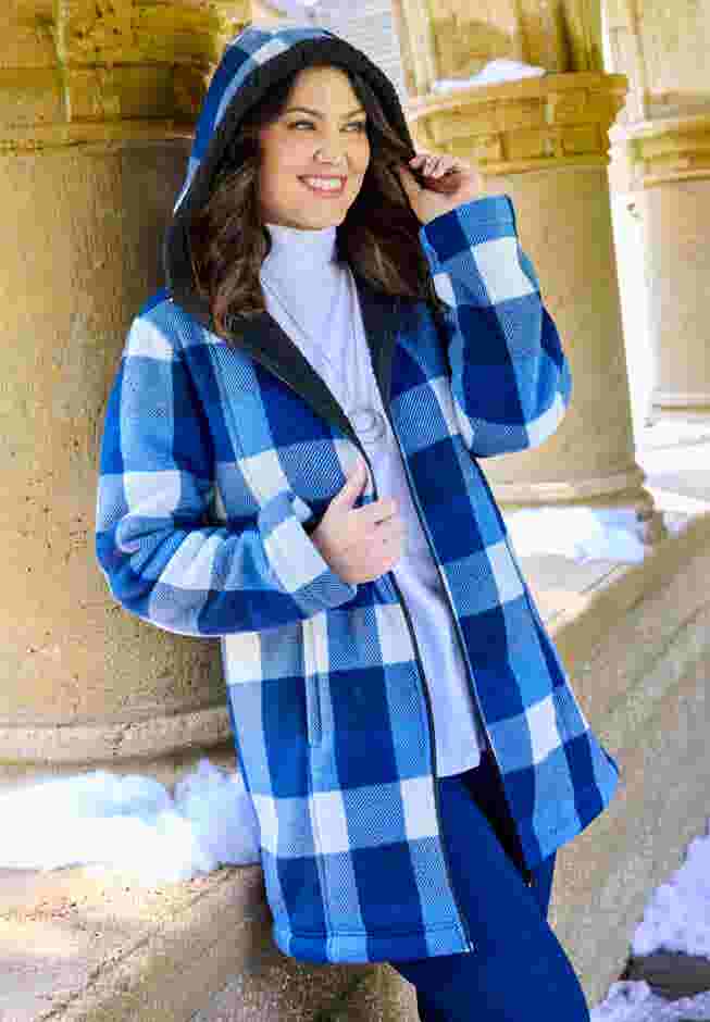 Long Fleece Coat with Sherpa Lining image number 0