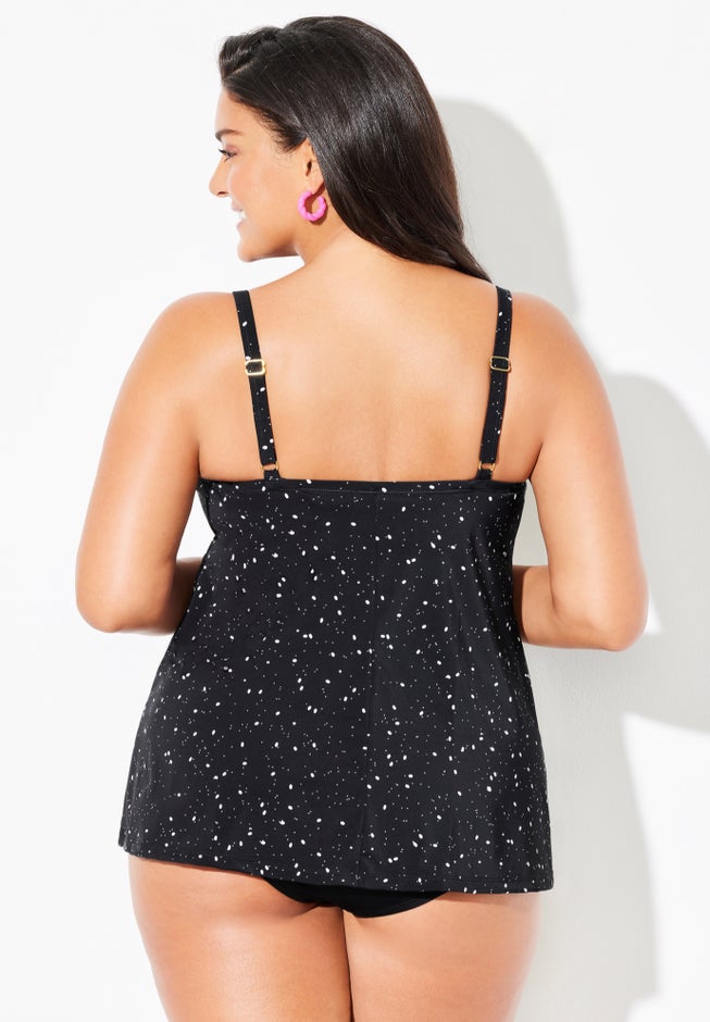Bra Sized Faux Flyaway Underwire Tankini Top image number 1