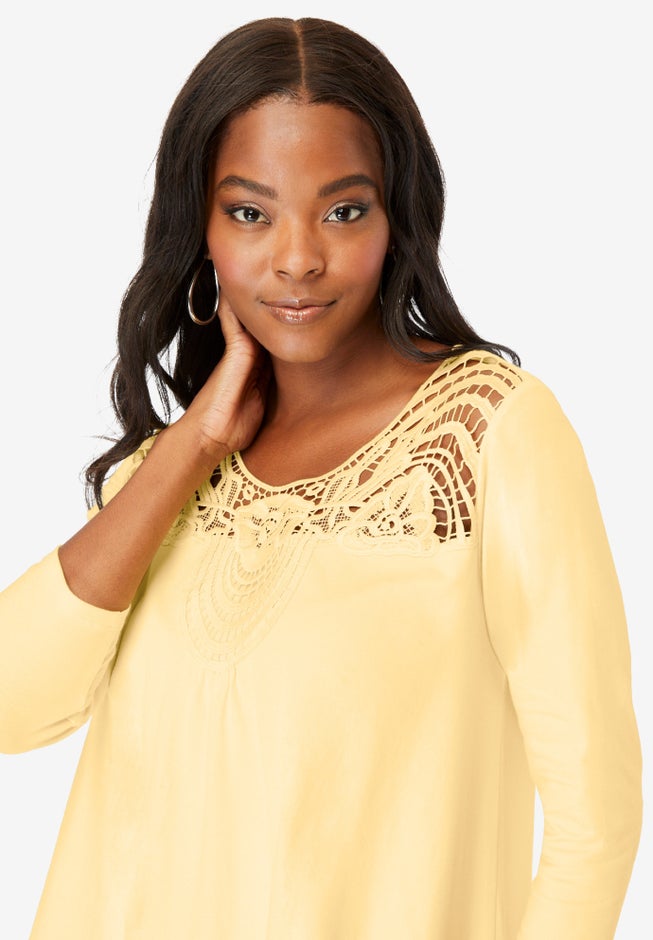 Lace Embellished Swing Ultra Femme Top image number 3