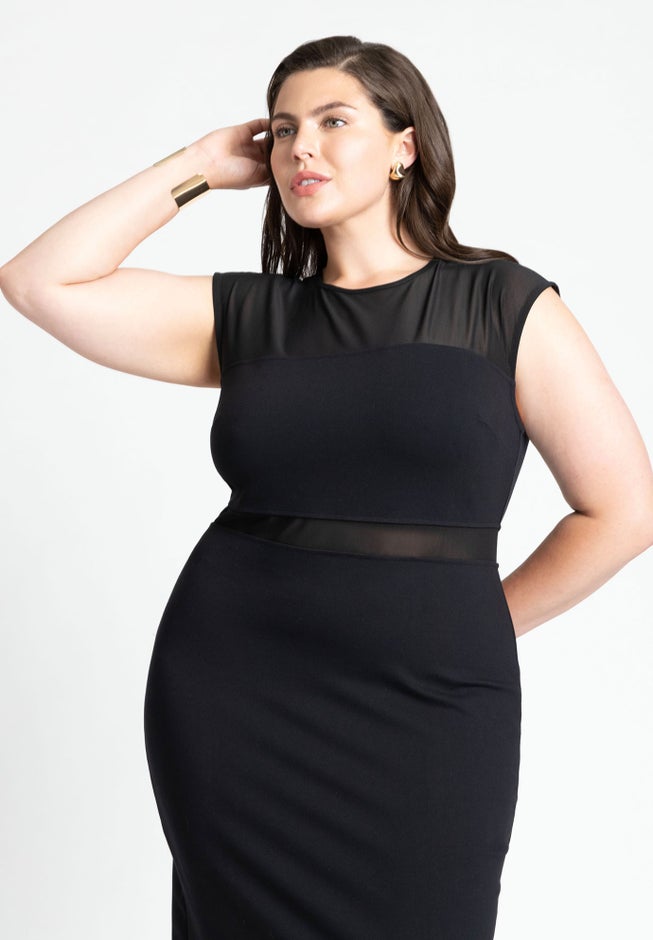 Cap Sleeve Mesh Midi Dress image number 2