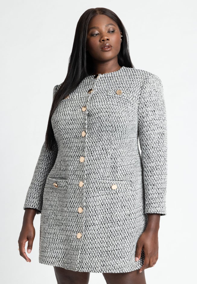 Tweed Long Sleeve Mini Dress image number 3