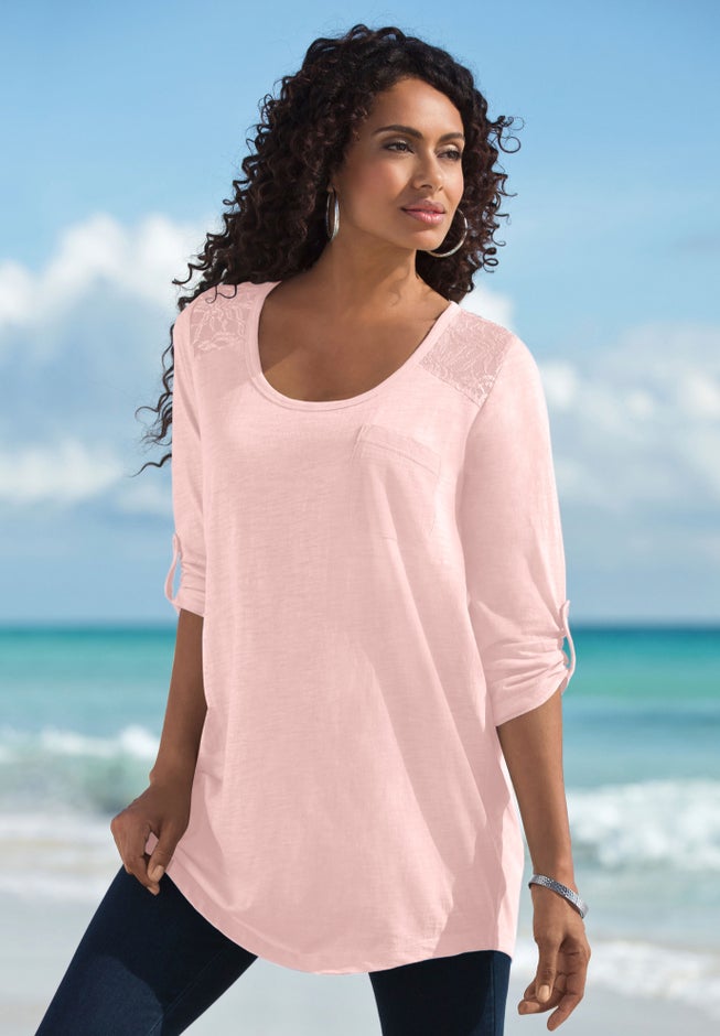 Textured Lace Trimmed Tunic image number 2