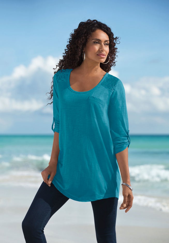 Textured Lace Trimmed Tunic image number 3