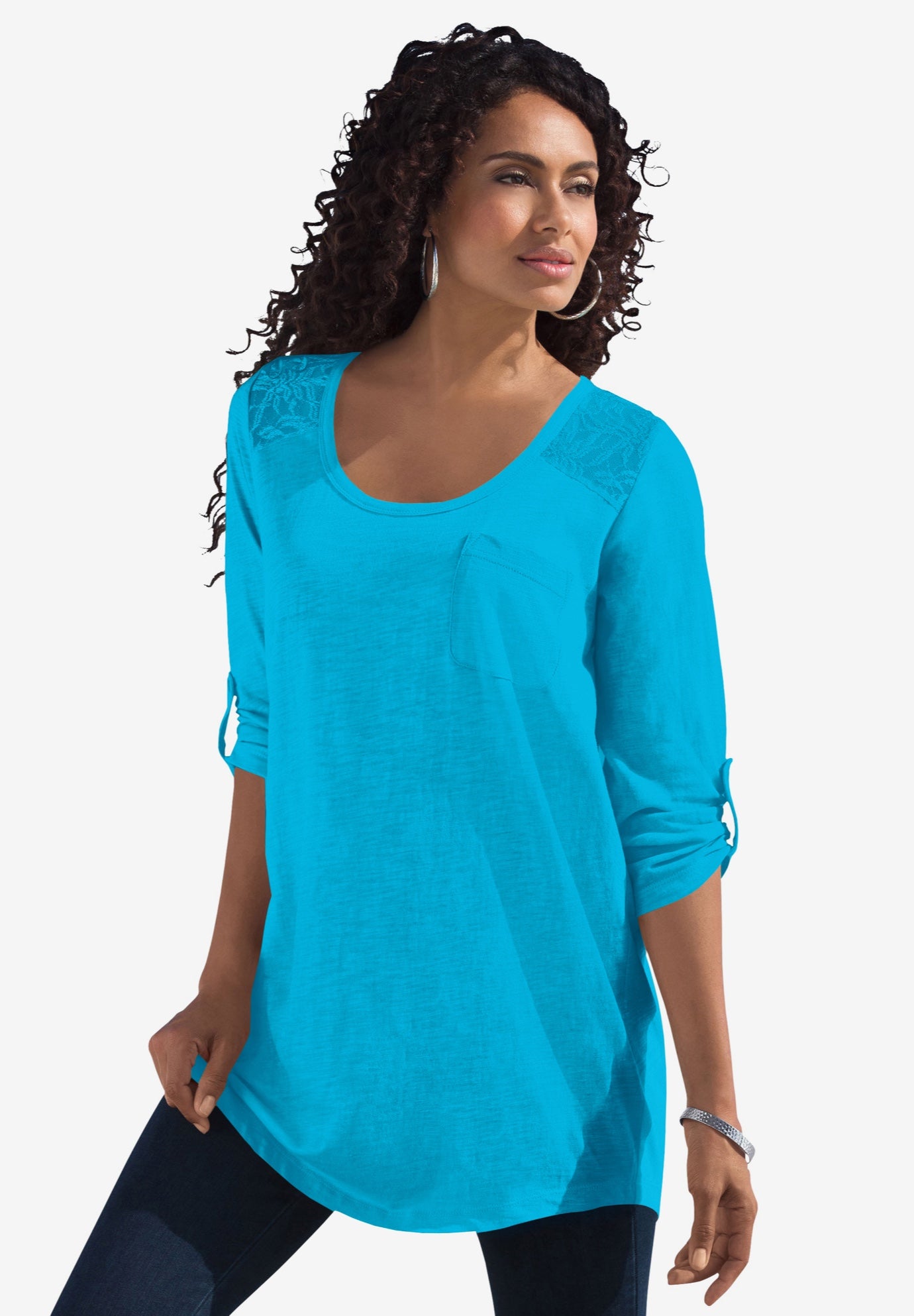 Textured Lace Trimmed Tunic image number 0