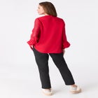 Lace-Trim Blouson-Sleeve Top image number null